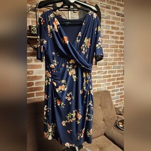 Ralph Lauren Navy Floral Midi Dress